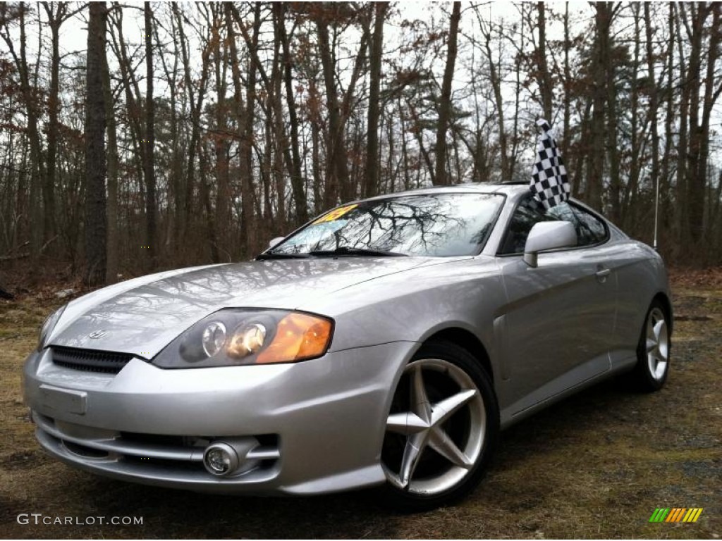 2003 Tiburon GT V6 - Super Silver / Black photo #3