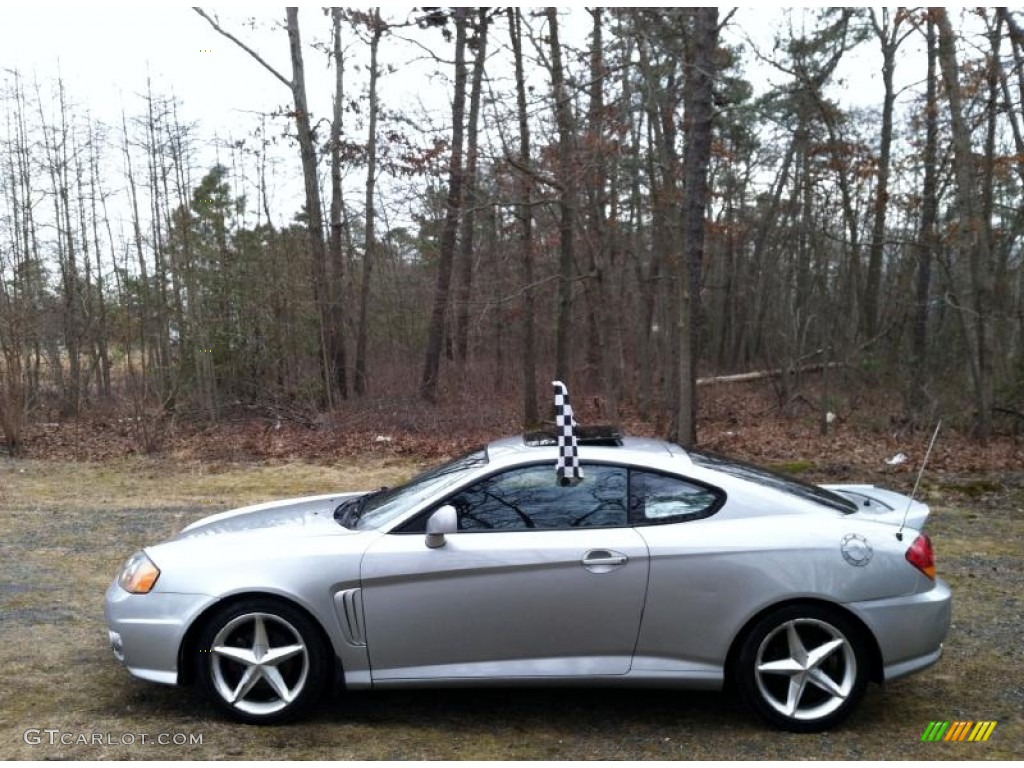 2003 Tiburon GT V6 - Super Silver / Black photo #4