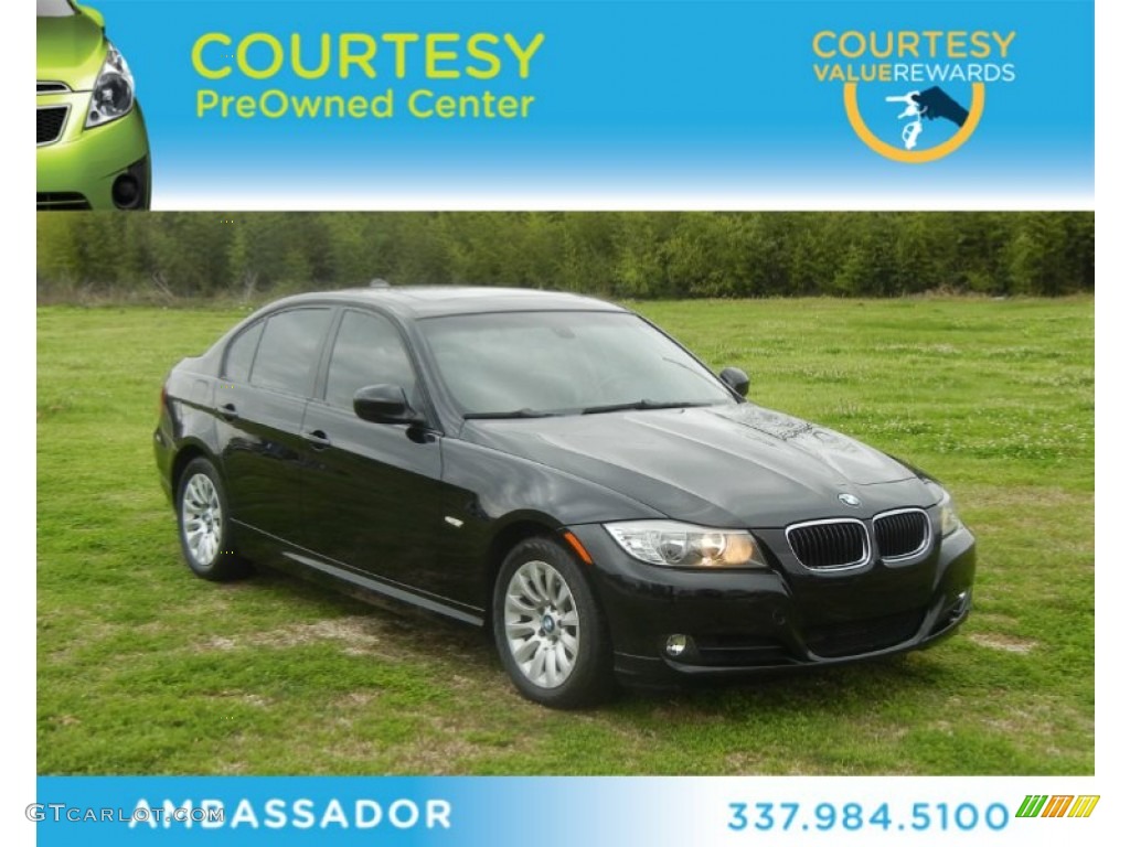 2009 3 Series 328i Sedan - Jet Black / Beige photo #1