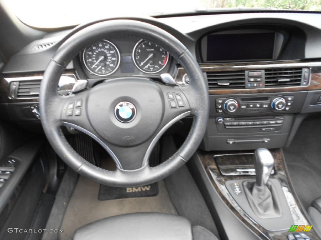 2009 BMW 3 Series 335i Convertible Black Steering Wheel Photo #61036189