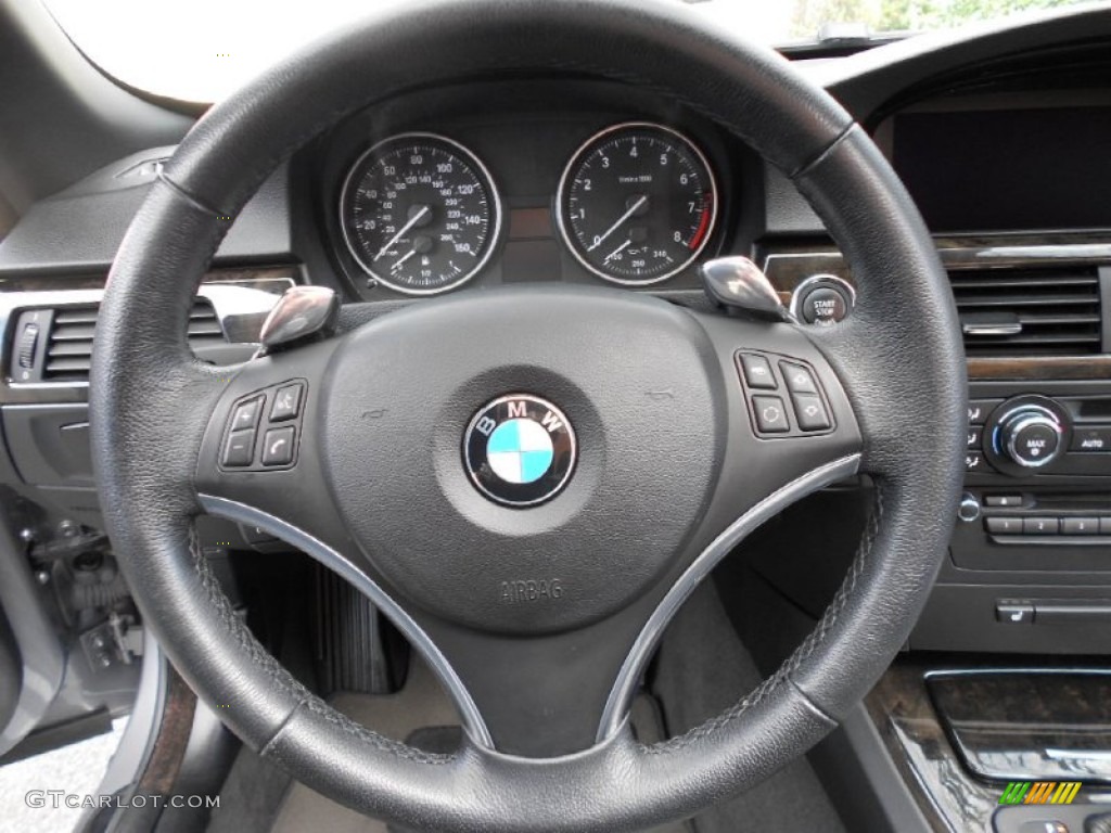 2009 BMW 3 Series 335i Convertible Black Steering Wheel Photo #61036270