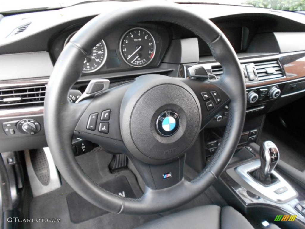 2010 BMW 5 Series 535i Sedan Black Steering Wheel Photo #61036537