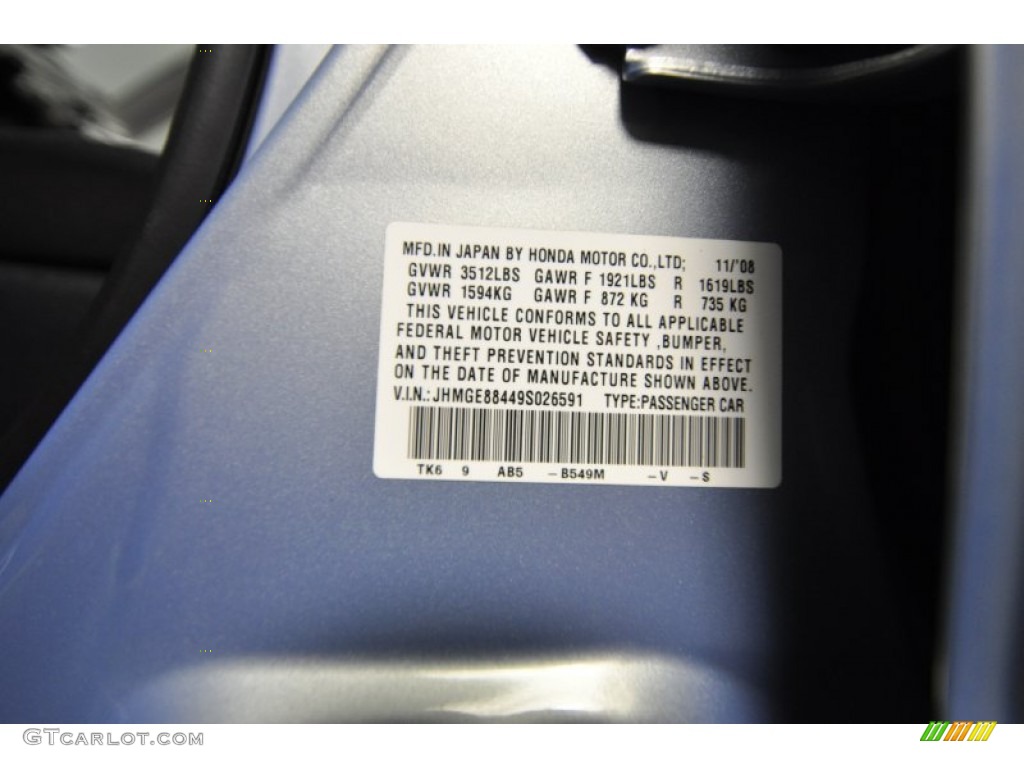 2009 Fit Color Code B549M for Tidewater Blue Metallic Photo #61045894