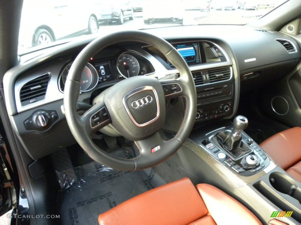 2009 Audi S5 4.2 quattro Magma Red Silk Nappa Leather Dashboard Photo #61050073