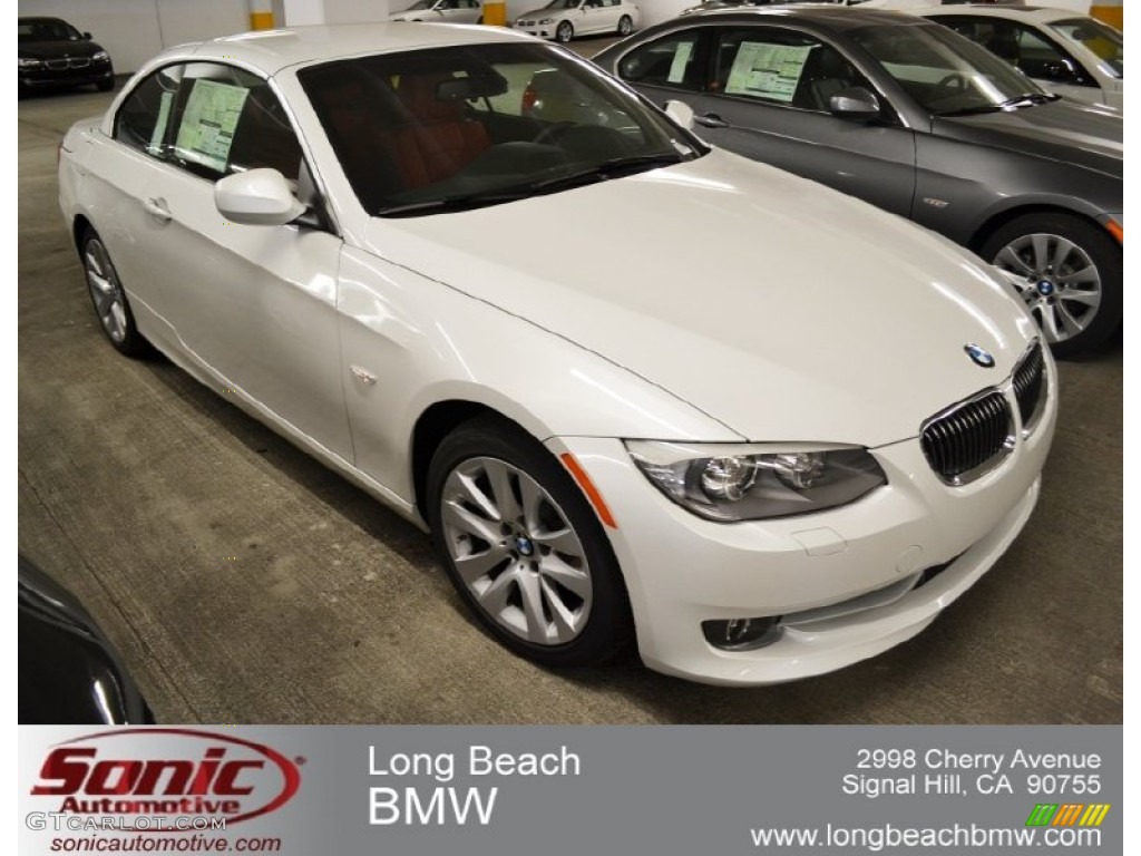 2012 3 Series 328i Convertible - Mineral White Metallic / Coral Red/Black photo #1