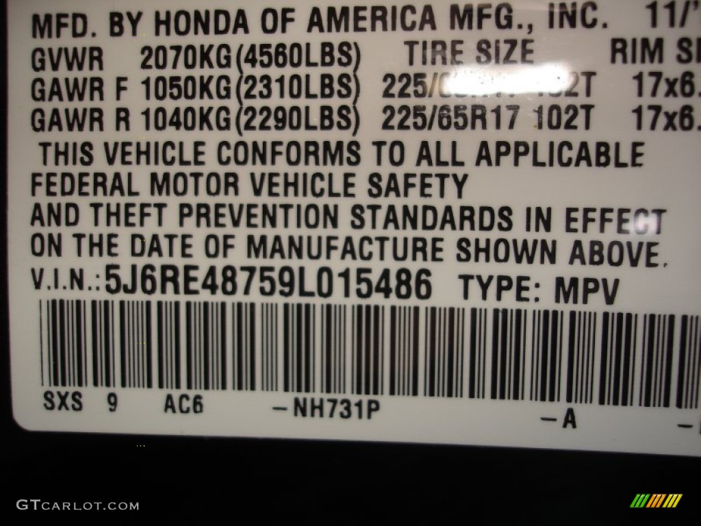 2009 CR-V EX-L 4WD - Crystal Black Pearl / Black photo #16