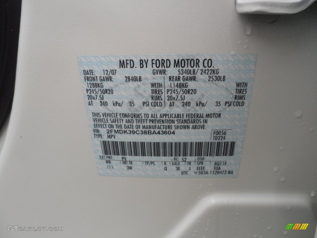 2008 Edge Color Code PV for White Sand Tri-Coat Metallic Photo #61064455