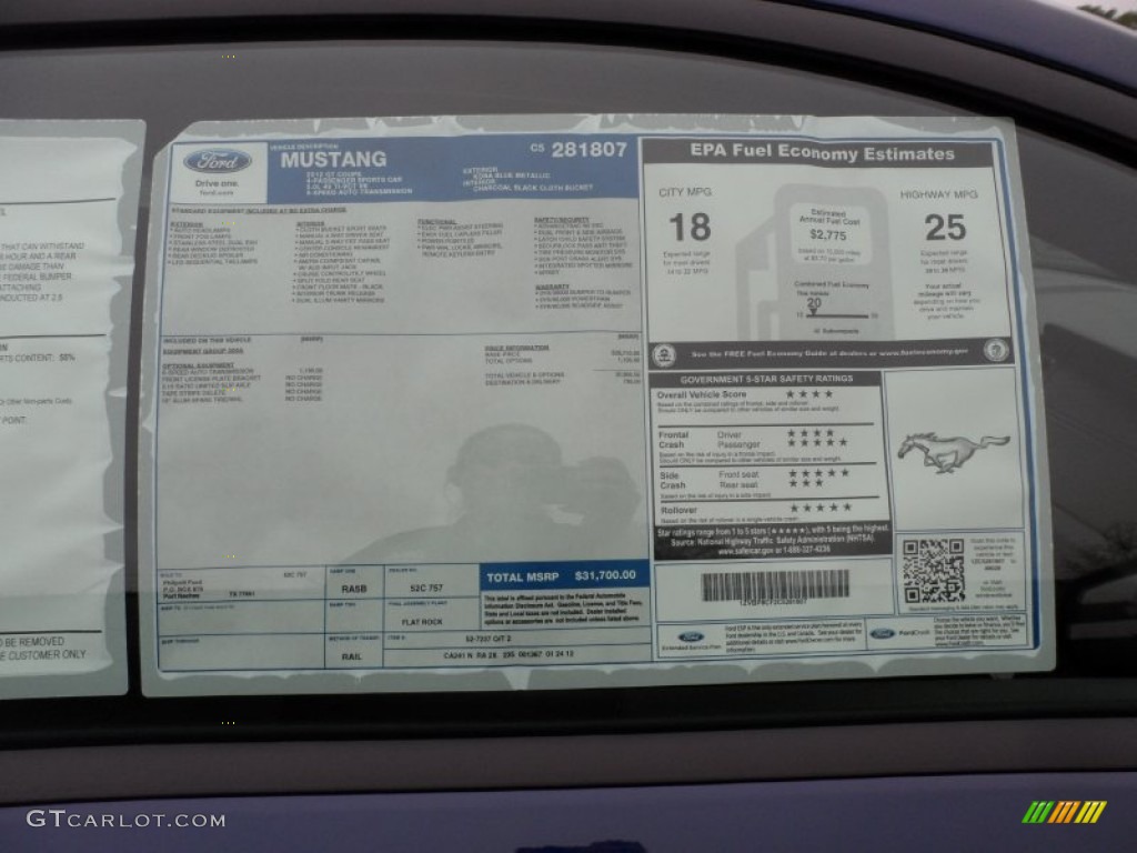 2012 Mustang GT Coupe - Kona Blue Metallic / Charcoal Black photo #32