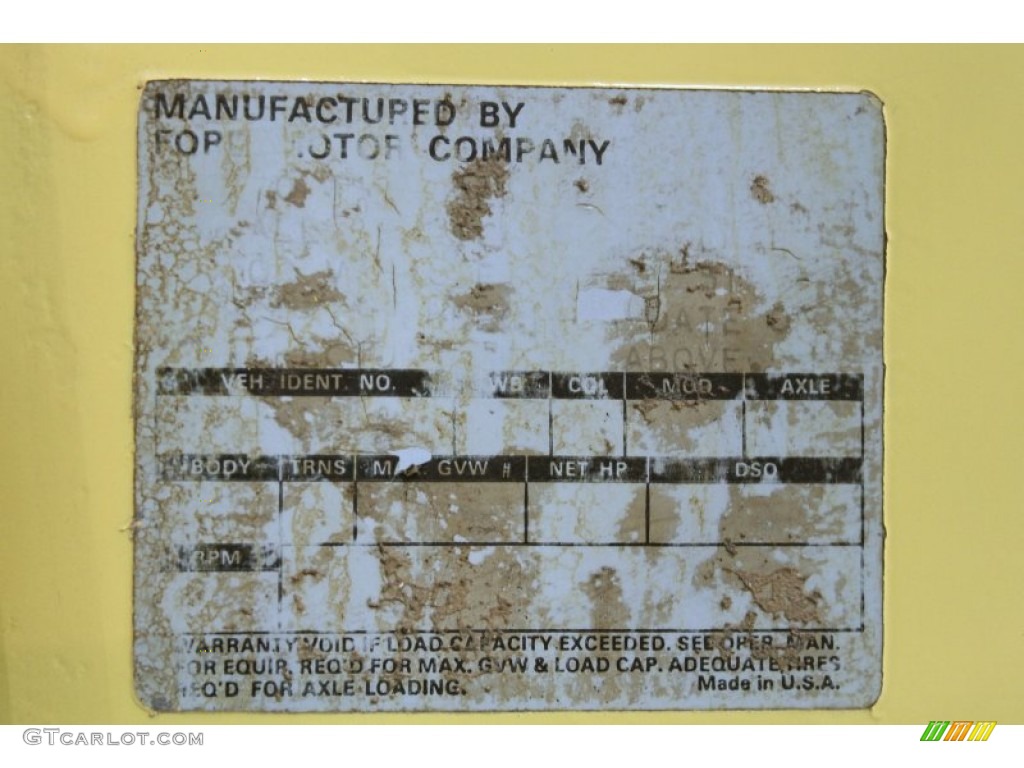 1970 Ford F-Series Truck F250 Ranger Info Tag Photo #61069609