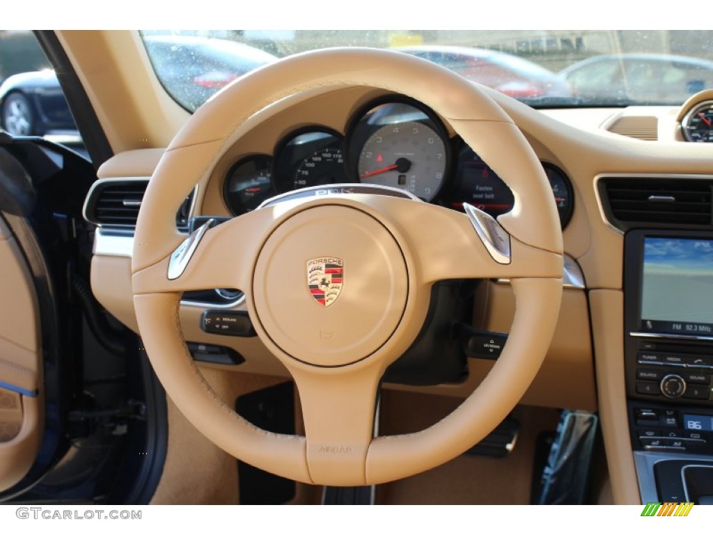 2012 Porsche New 911 Carrera S Coupe Luxor Beige Steering Wheel Photo #61072381