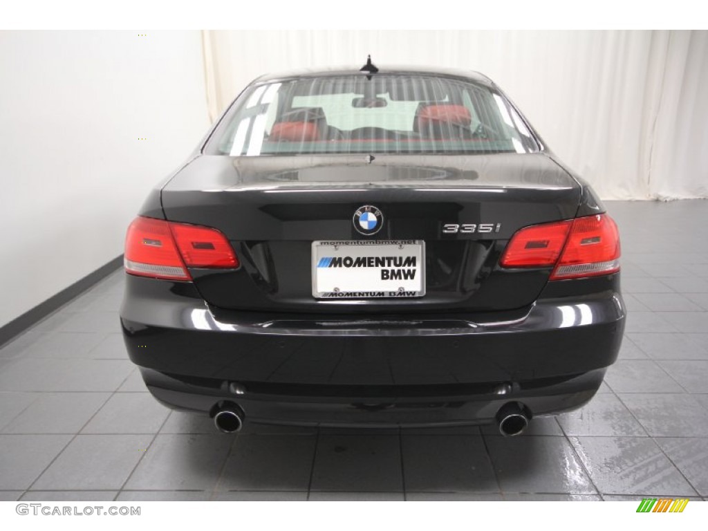 2009 3 Series 335i Coupe - Black Sapphire Metallic / Coral Red/Black Dakota Leather photo #13