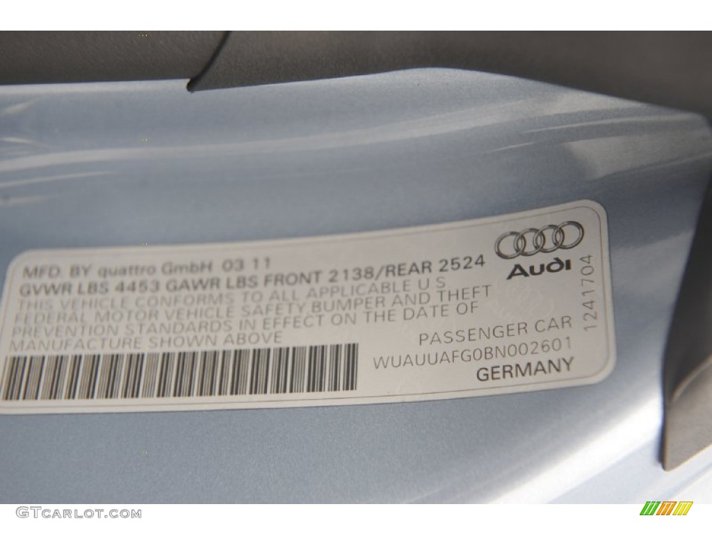 2011 Audi R8 Spyder 4.2 FSI quattro Info Tag Photo #61083898
