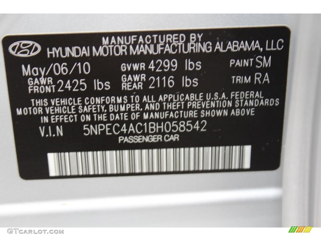 2011 Sonata SE - Radiant Silver / Gray photo #32