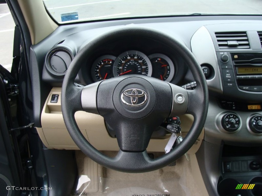 2010 Toyota RAV4 I4 4WD Sand Beige Steering Wheel Photo #61089485