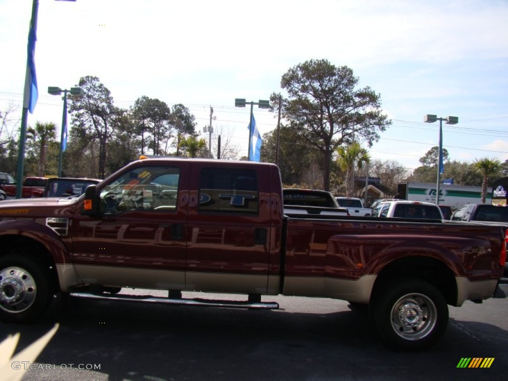 2008 F450 Super Duty Lariat Crew Cab 4x4 Dually - Dark Toreador Red Metallic / Tan photo #6