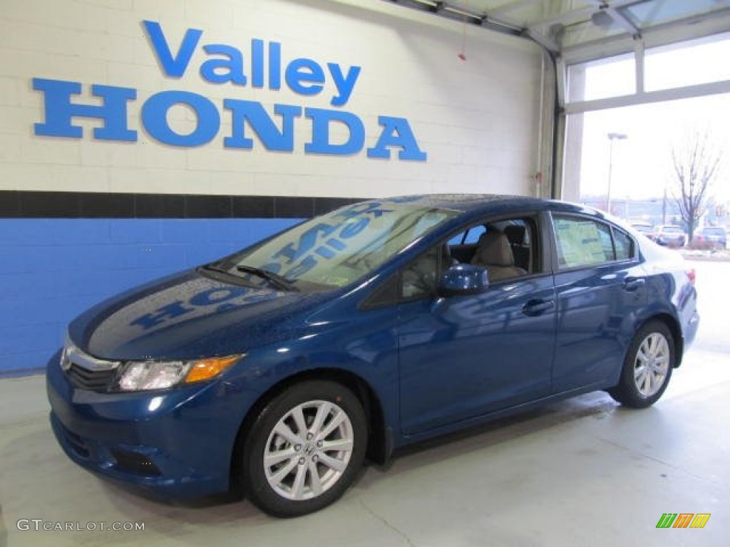 2012 Civic EX-L Sedan - Dyno Blue Pearl / Gray photo #1