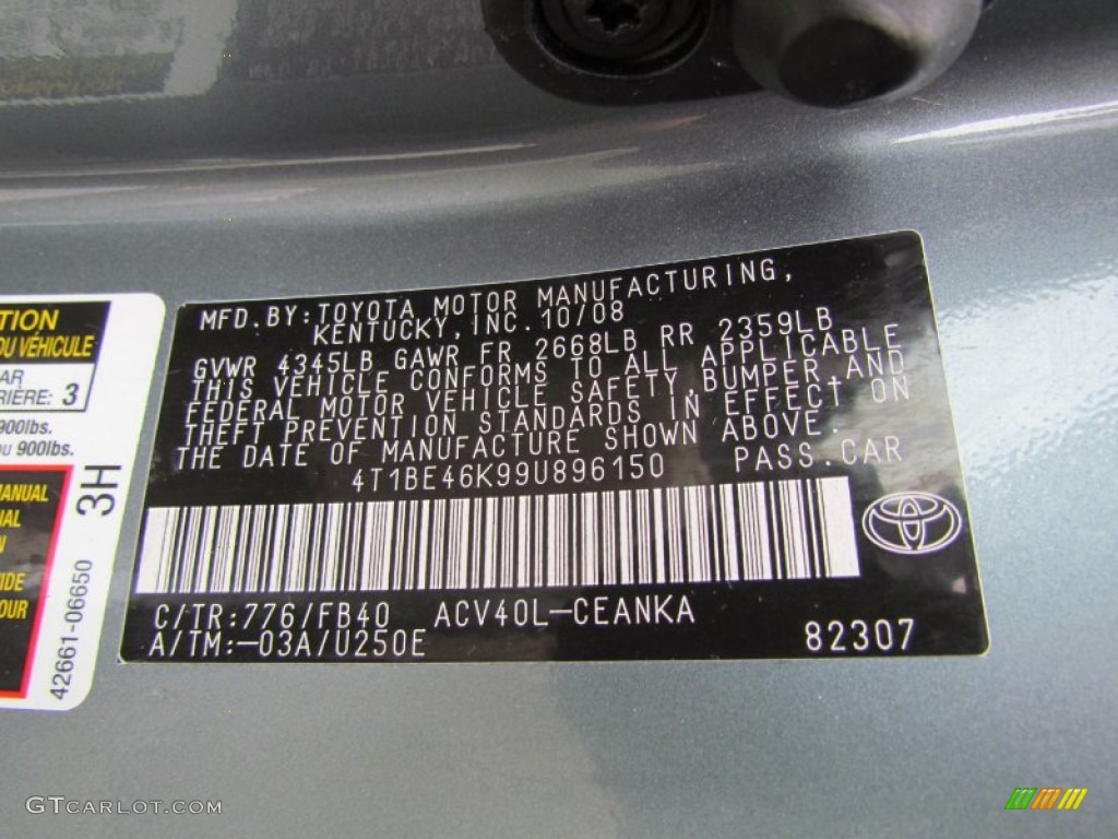 776 2009 Toyota Camry LE Parts
