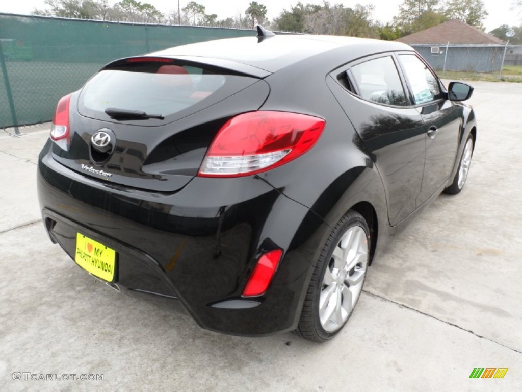 2012 Veloster  - Ultra Black / Black/Red photo #3
