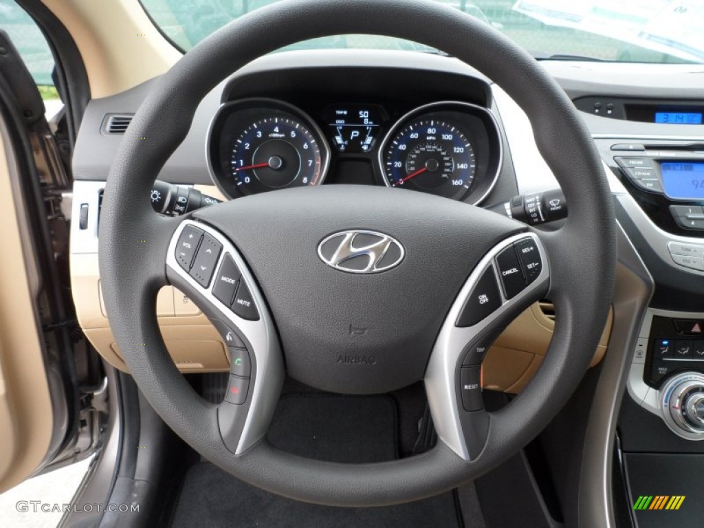2012 Hyundai Elantra GLS Beige Steering Wheel Photo #61104081