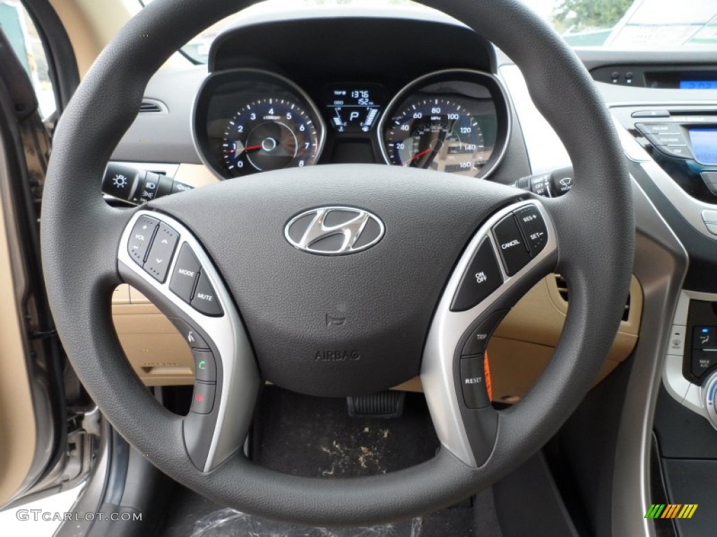 2012 Hyundai Elantra GLS Beige Steering Wheel Photo #61104388