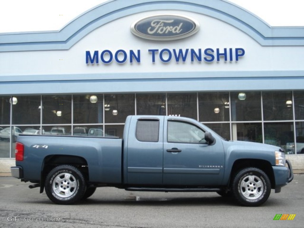 2007 Silverado 1500 LT Extended Cab 4x4 - Blue Granite Metallic / Ebony Black photo #1