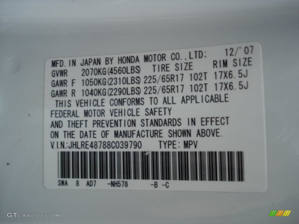 2008 CR-V EX-L 4WD - Taffeta White / Black photo #25