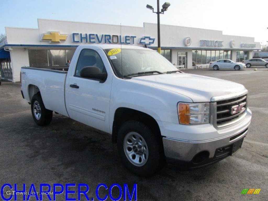 2011 Sierra 1500 SLE Regular Cab 4x4 - Summit White / Ebony photo #1