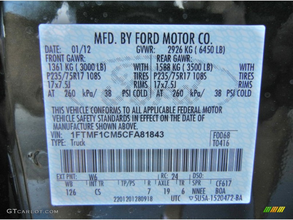 2012 F150 Color Code W6 for Green Gem Metallic Photo #61120685