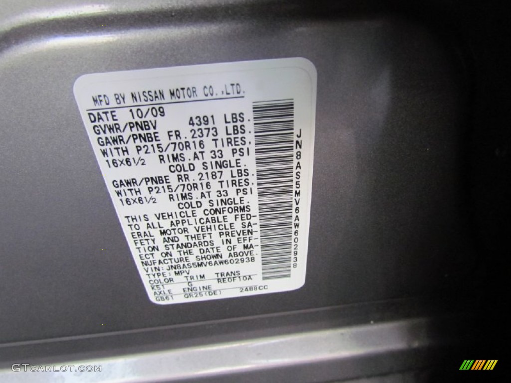 2010 Rogue Color Code K51 for Gotham Gray Photo #61122122