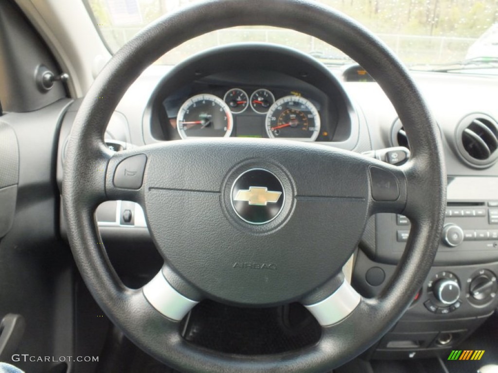2010 Chevrolet Aveo LT Sedan Charcoal Steering Wheel Photo #61123808