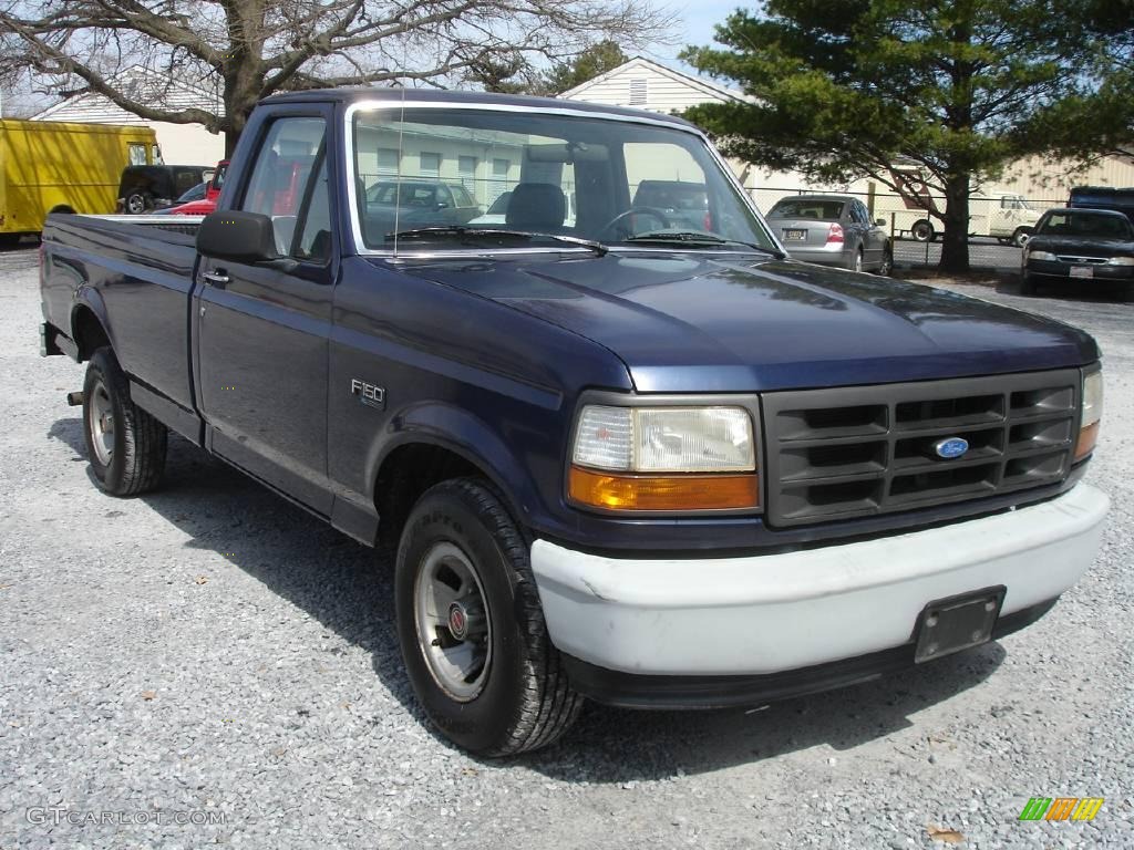 1994 F150 XL Regular Cab - Royal Blue Metallic / Grey photo #3