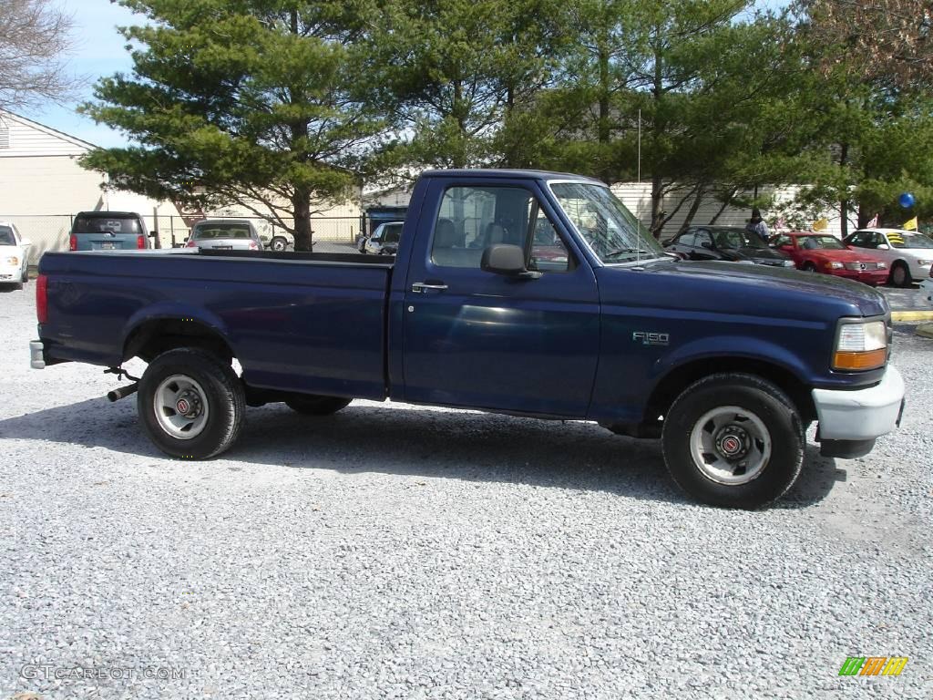 1994 F150 XL Regular Cab - Royal Blue Metallic / Grey photo #4