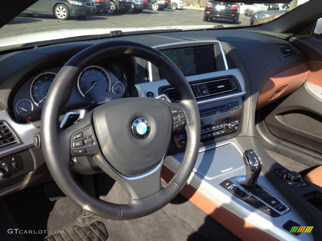 2012 BMW 6 Series 650i Convertible Cinnamon Brown Nappa Leather Steering Wheel Photo #61131974