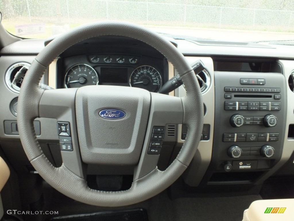 2012 Ford F150 XLT SuperCrew 4x4 Pale Adobe Steering Wheel Photo #61137197