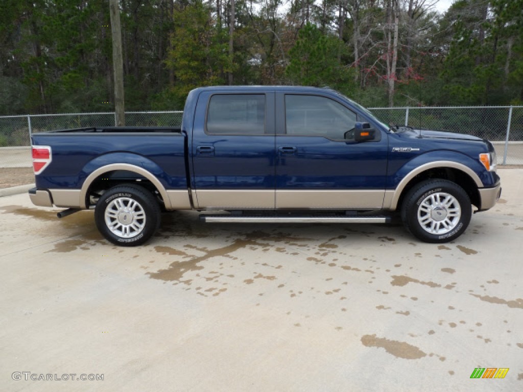 2012 F150 Lariat SuperCrew - Dark Blue Pearl Metallic / Pale Adobe photo #2