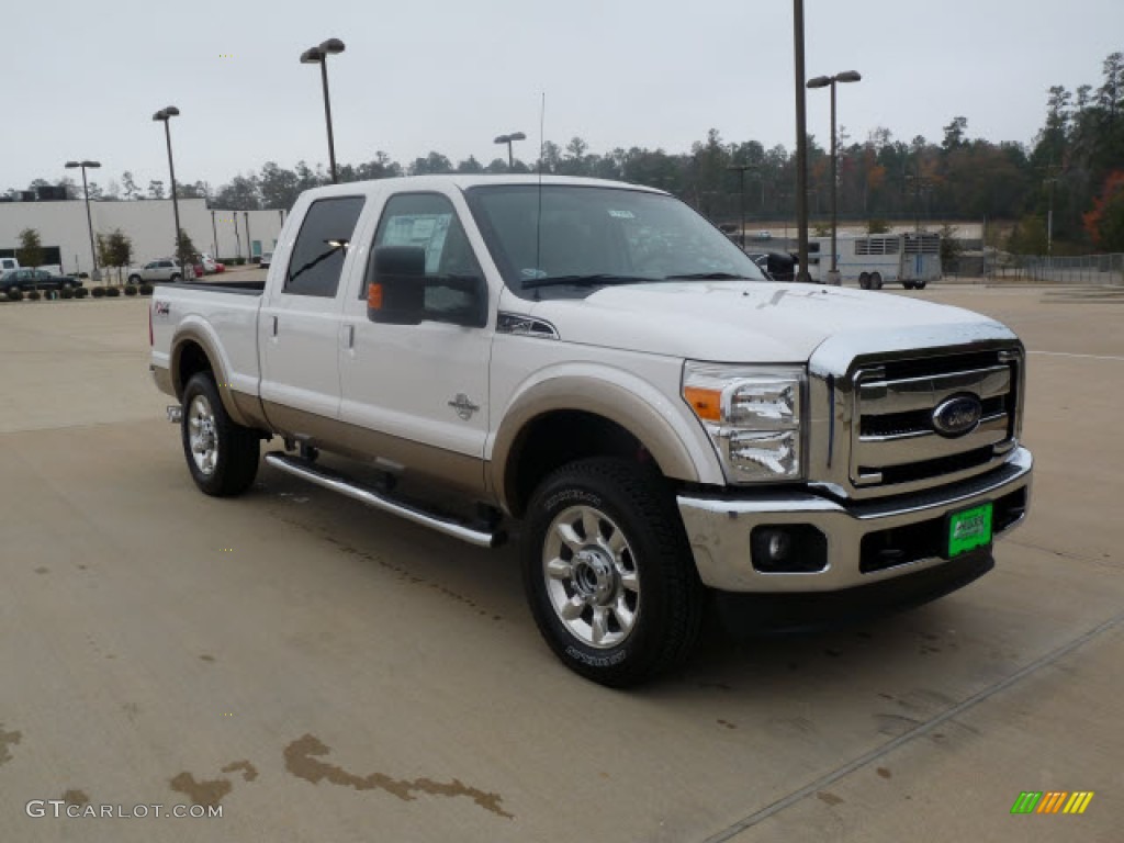 2012 F250 Super Duty Lariat Crew Cab 4x4 - White Platinum Metallic Tri-Coat / Adobe photo #1