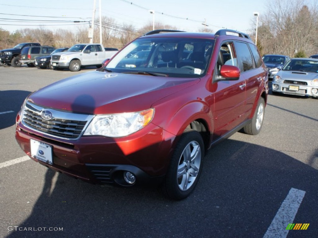 2009 Forester 2.5 X Limited - Camellia Red Pearl / Black photo #1