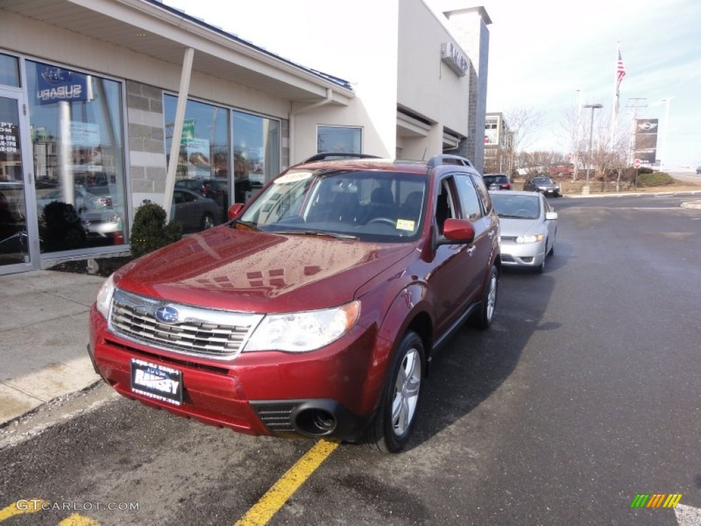 2009 Forester 2.5 X Premium - Camellia Red Pearl / Black photo #1