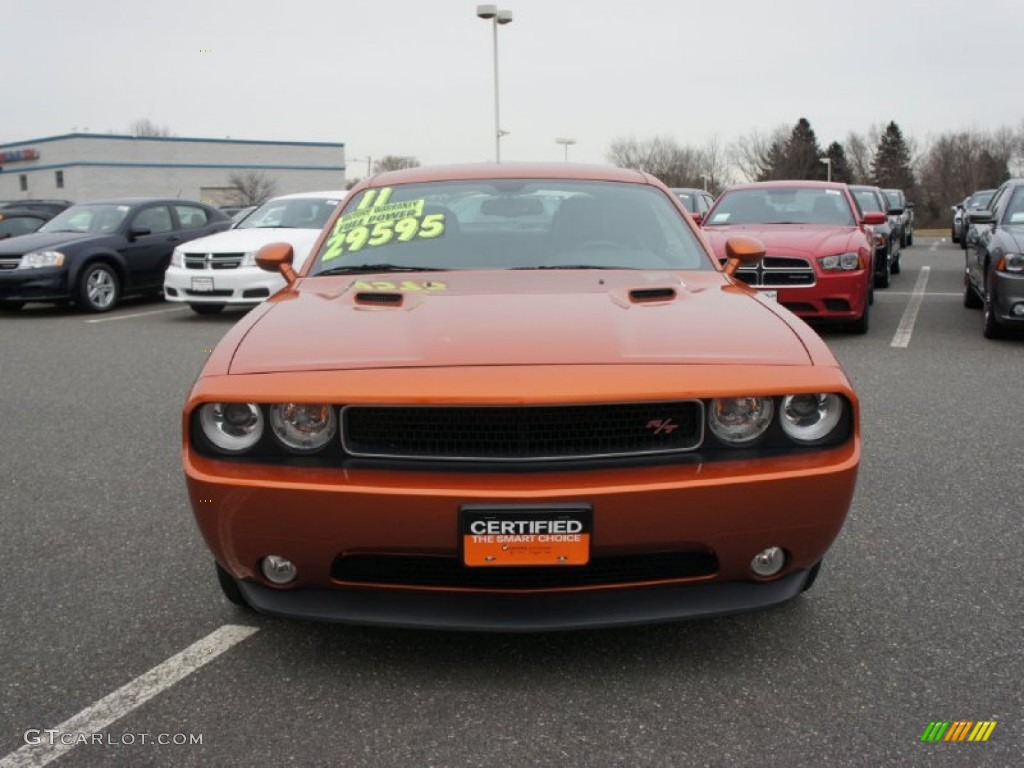 2011 Challenger R/T Classic - Toxic Orange Pearl / Dark Slate Gray photo #7