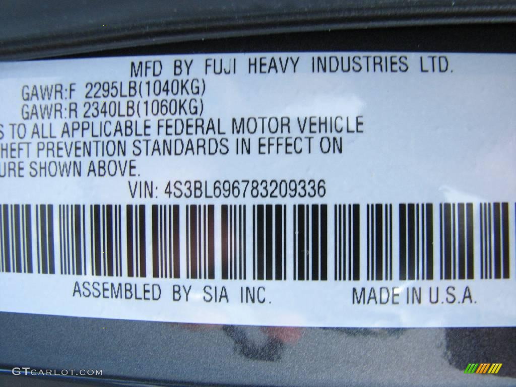 2008 Subaru Legacy 2.5 GT spec.B Sedan Info Tag Photo #6115084