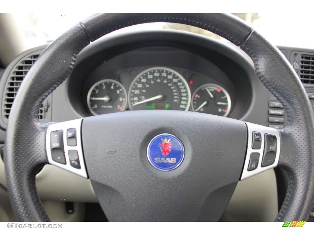 2006 Saab 9-3 2.0T Sport Sedan Parchment Steering Wheel Photo #61158377