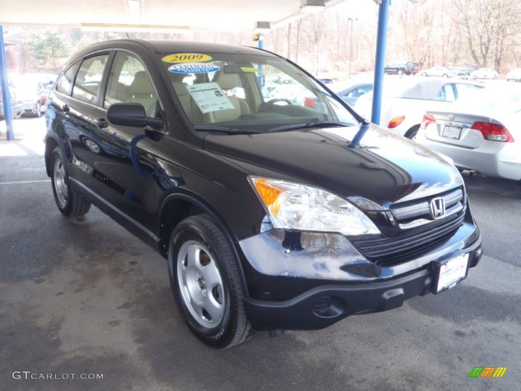 2009 CR-V LX 4WD - Crystal Black Pearl / Ivory photo #1