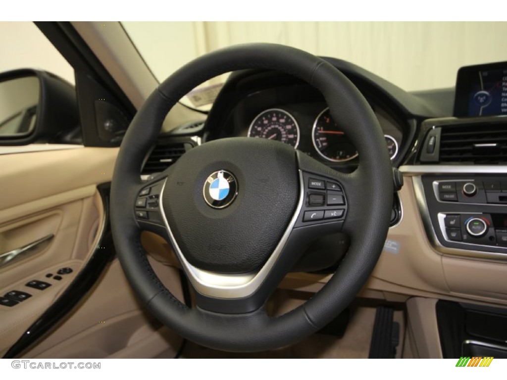 2012 BMW 3 Series 328i Sedan Beige Steering Wheel Photo #61166099