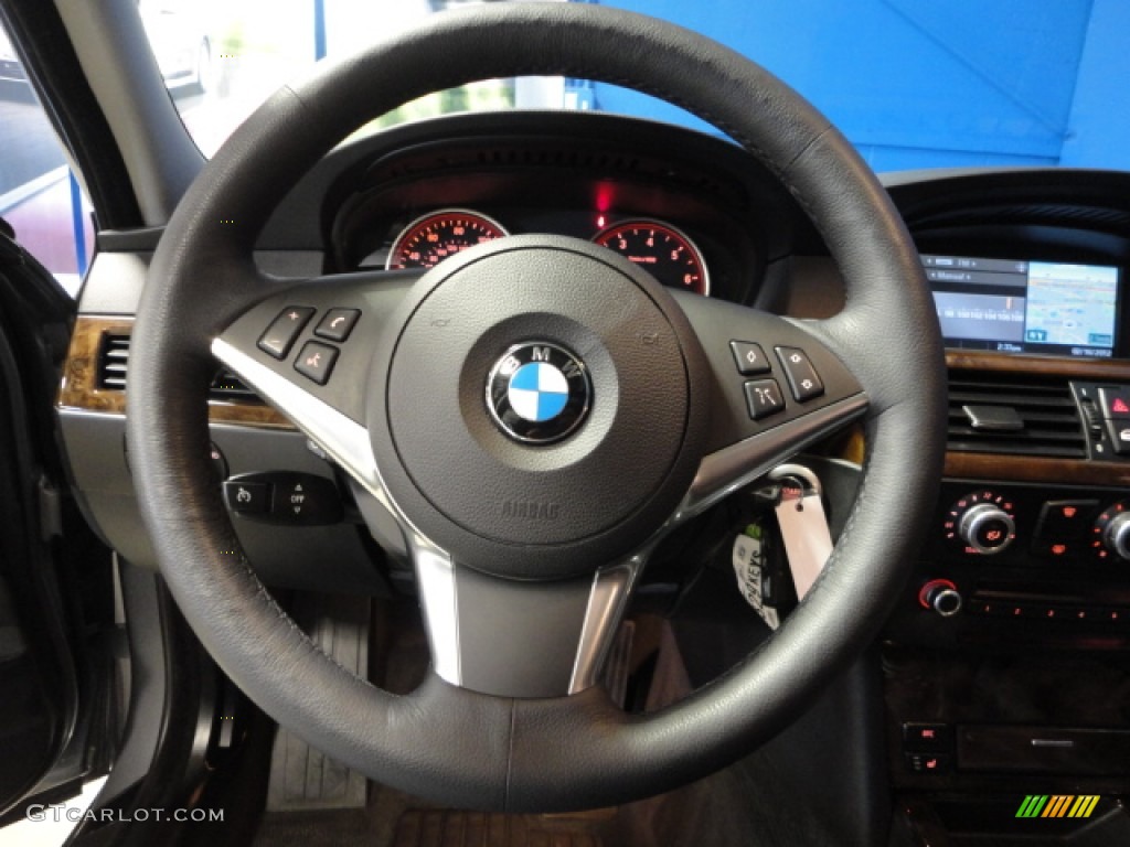 2009 BMW 5 Series 535xi Sports Wagon Black Steering Wheel Photo #61173271