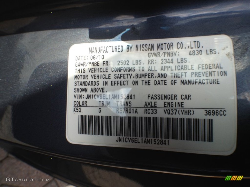 2010 G Color Code K52 for Blue Slate Photo #61175899
