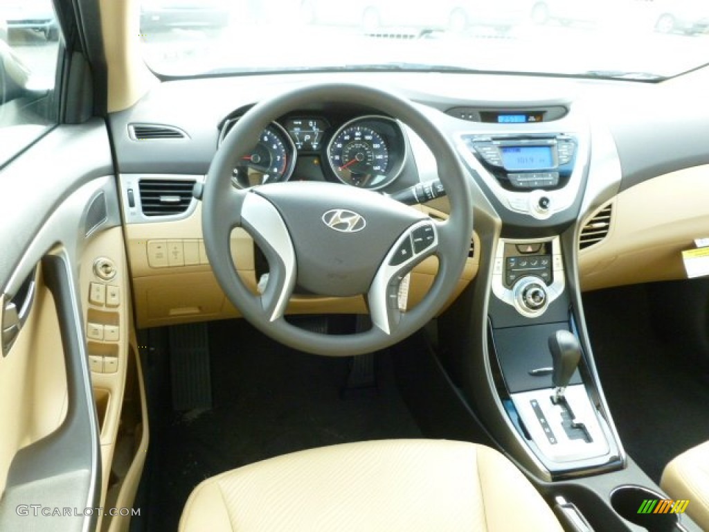 2012 Hyundai Elantra GLS Beige Dashboard Photo #61178368