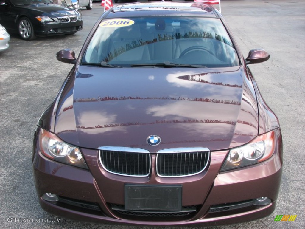 2006 3 Series 325i Sedan - Barrique Red Metallic / Grey photo #7