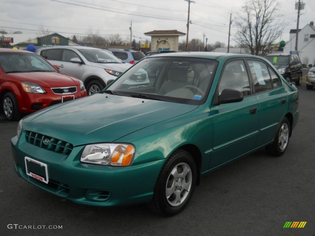 2000 Accent GL Sedan - Jade Green / Beige photo #1