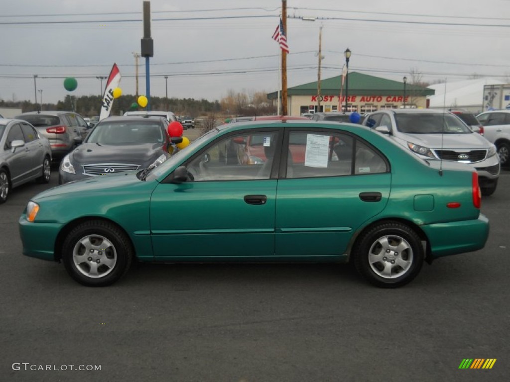2000 Accent GL Sedan - Jade Green / Beige photo #10