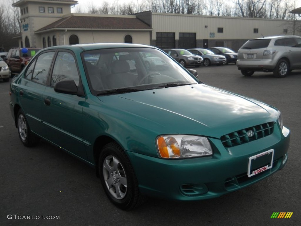 2000 Accent GL Sedan - Jade Green / Beige photo #13
